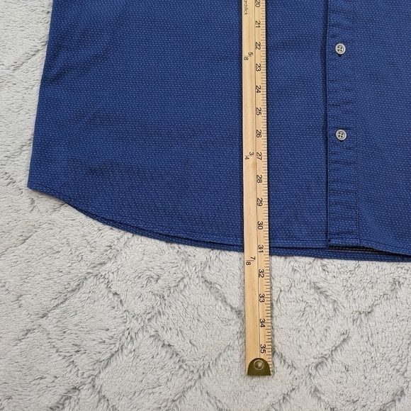 Carbon 2 Cobalt Shirt Men's XL Blue Dots Button Up Long Sleeve Cotton Collar  - Picture 5 of 7